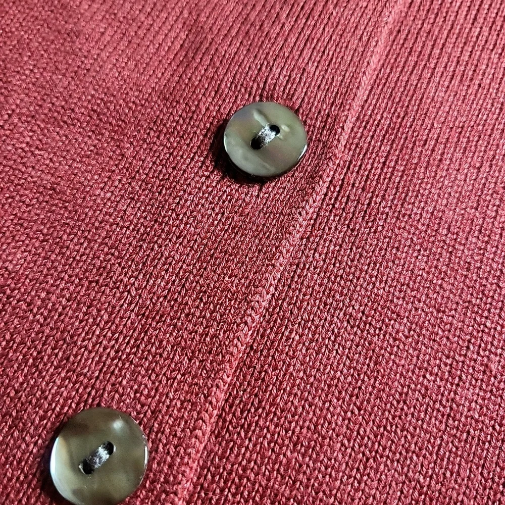 Womens L.L. Bean Sweater Cardi Silk Blend Burnt Red Cardigan Size M Indie Fall - Picture 6 of 11